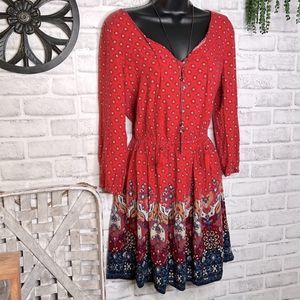 Hollister Boho Hippie Long Sleeve Pinched Waist Dress Size Medium